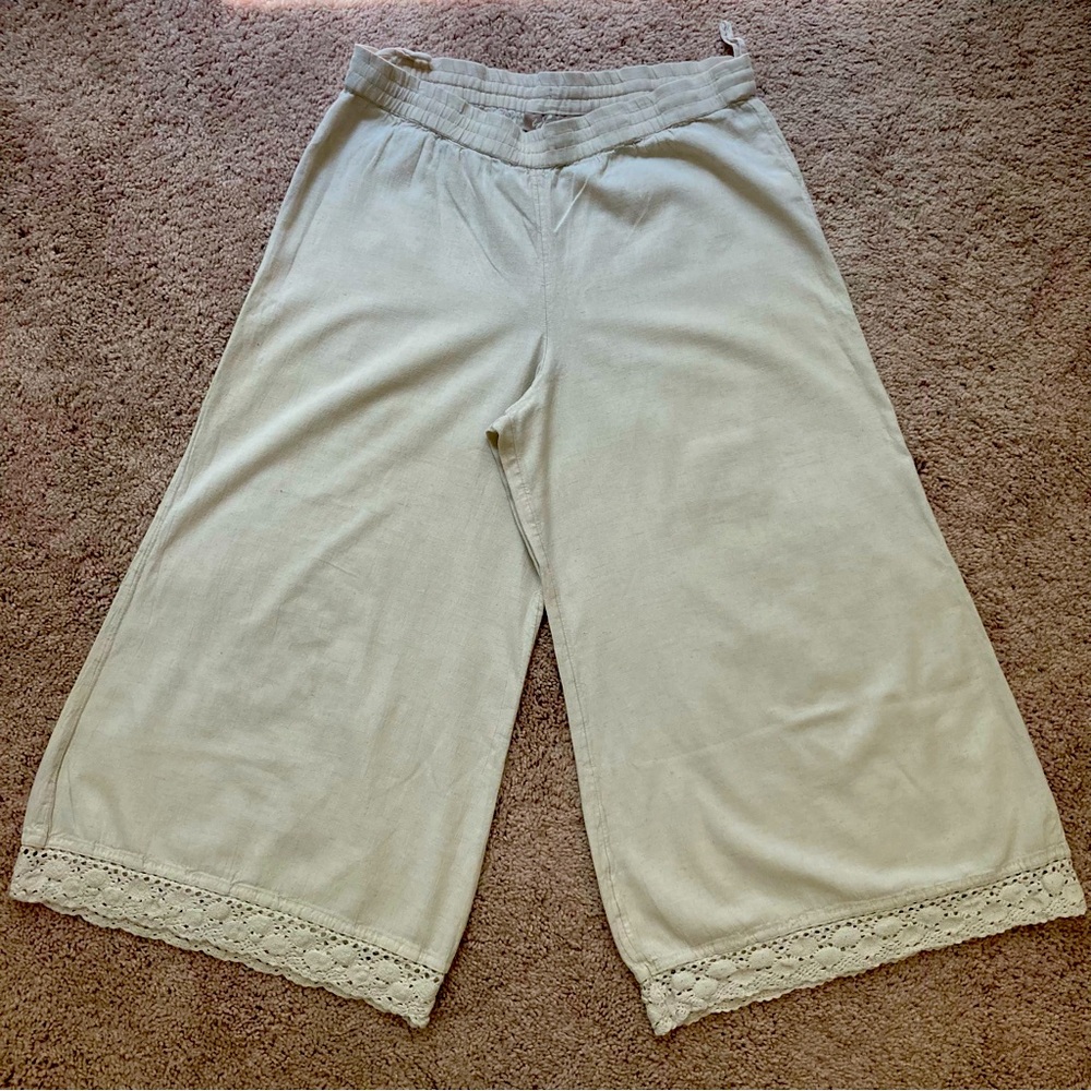 UTSA Women’s Ethnic Pants/Kameez | Size M |Off-white Cotton-Blend Elastic Waist